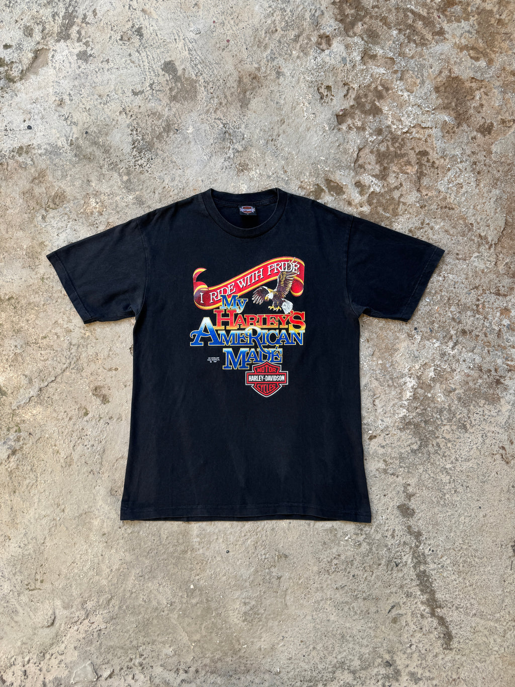 1991 3D Emblem Harley Davidson "I ride with pride" tee