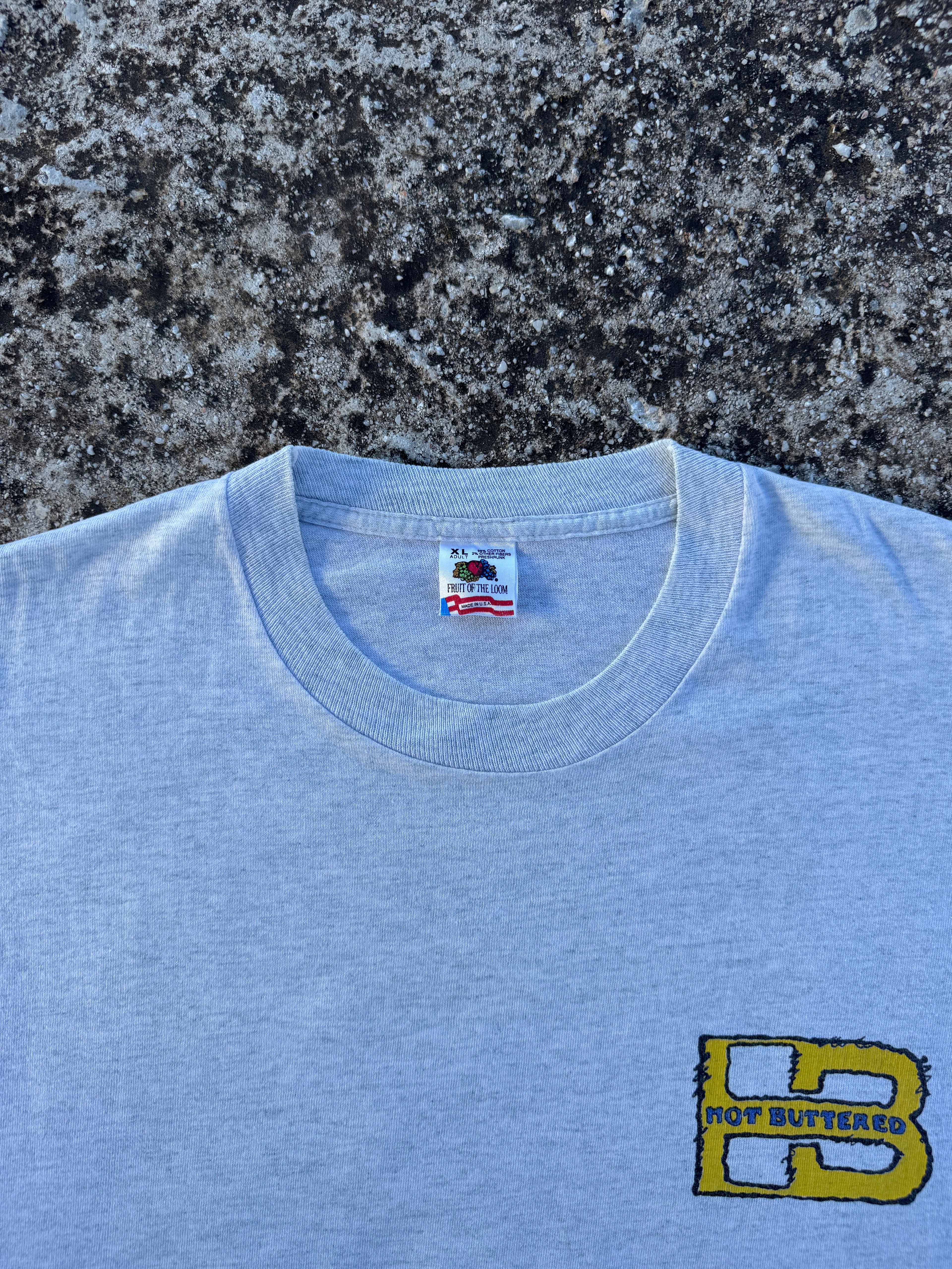 1990s "Hot Buttered" single stitch tee made in USA