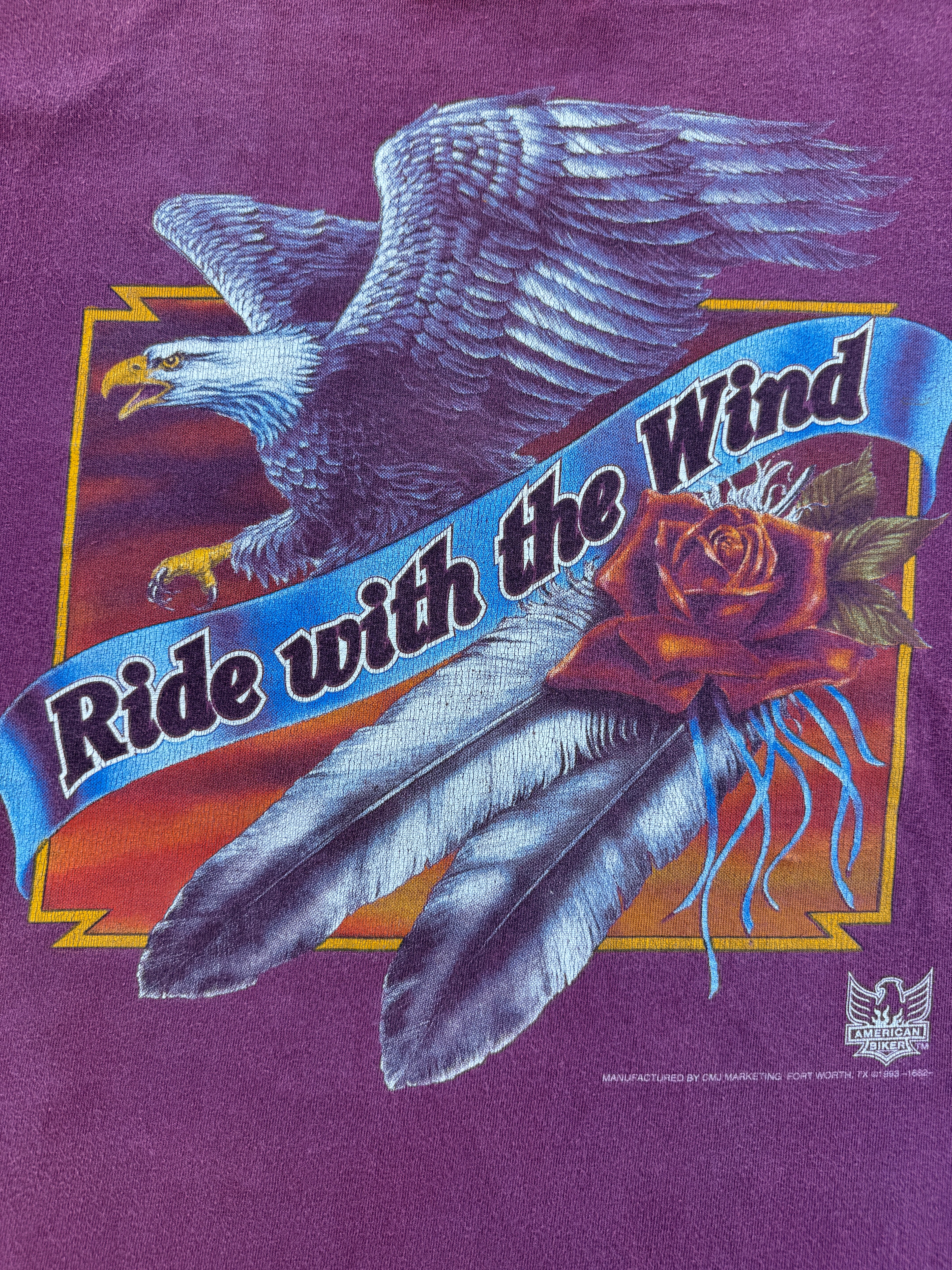 1993 3D Emblem "Ride with the Wind" single stitch tee made in USA